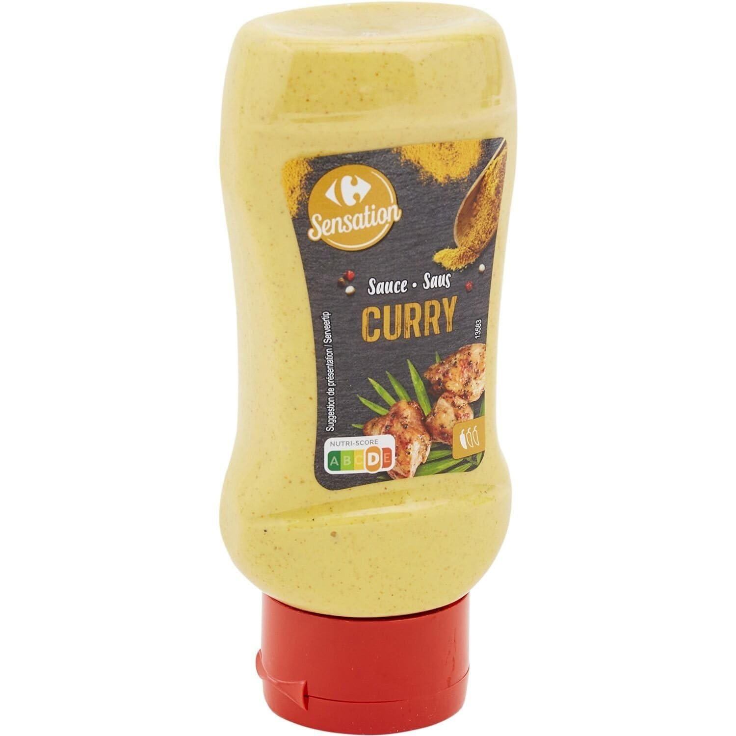 Sauce curry bouteille pratique Carrefour Sensation pour repas rapide 4x350g