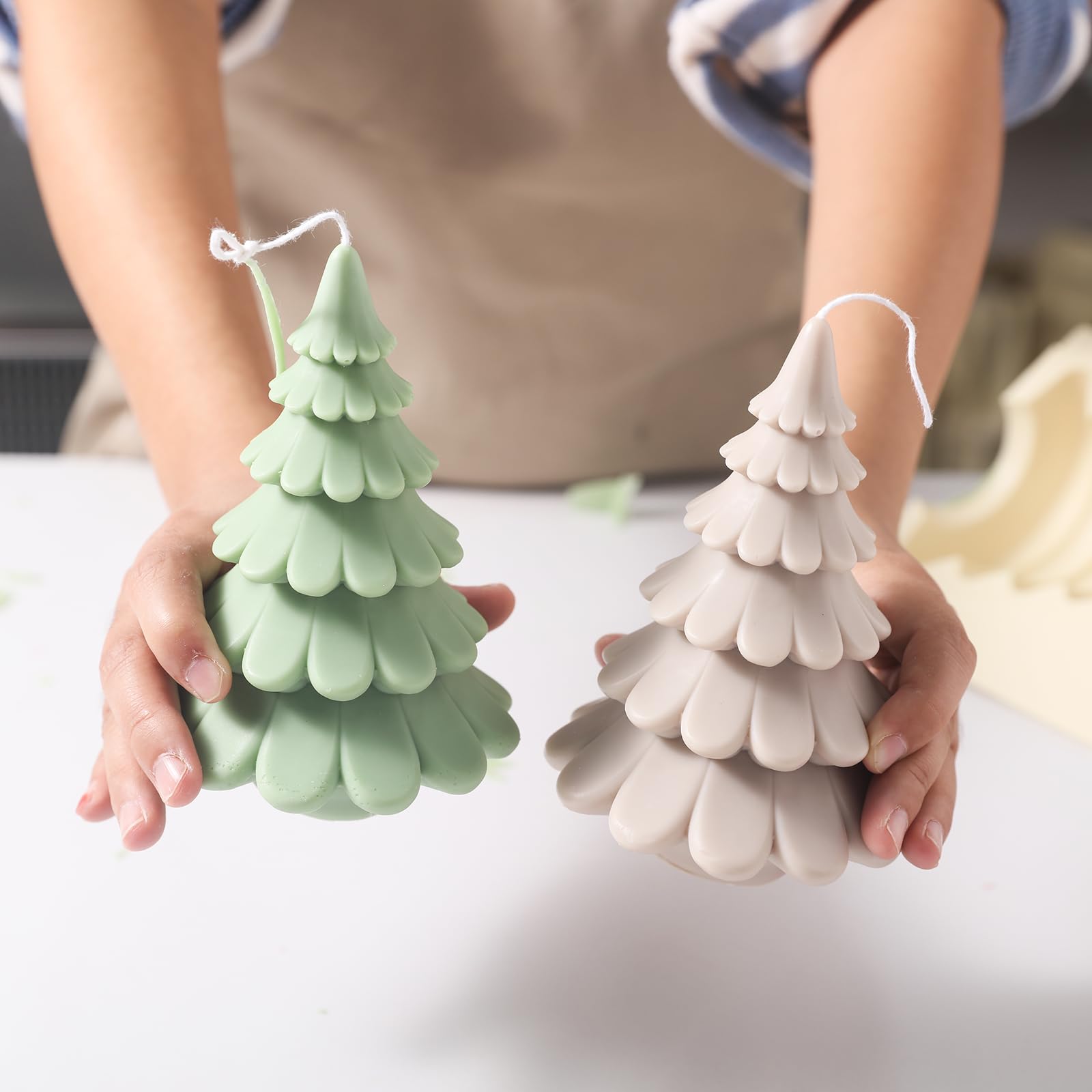 Boowan Nicole Chritsmas Tree Silicone Candle Molds for Candle Making, Silicone Candles Moulds - Handmade DIY Home Decoration Gifts for Christmas (M-LZ0652-2)