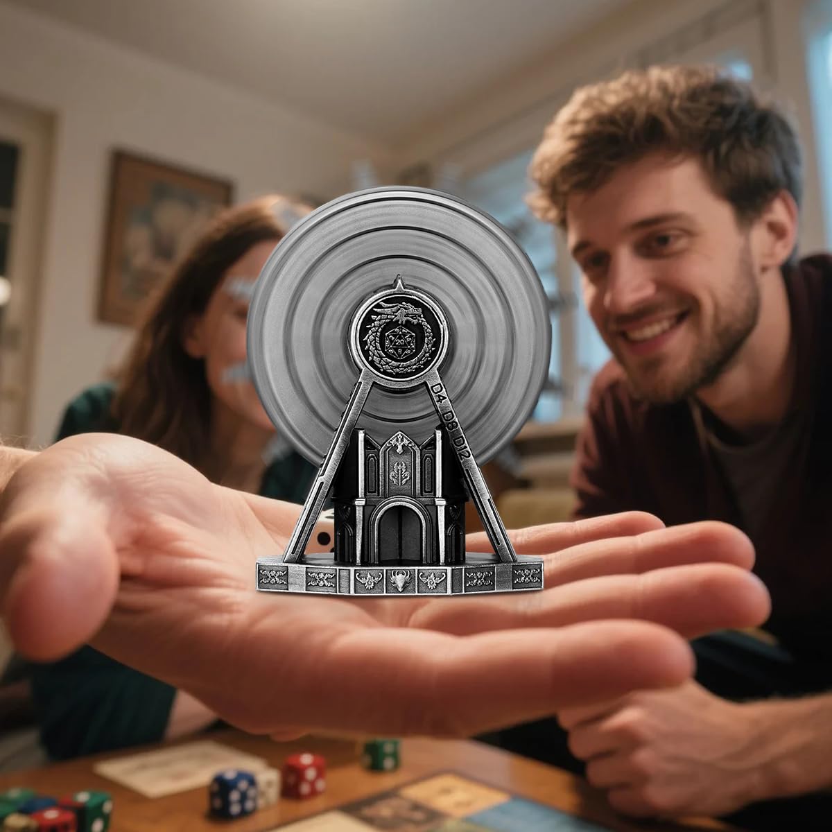 DND Ferris Wheel Dice Spinner, with D20 and Dragon Engravings, Unique Dice Games and Starter Set - Image 2
