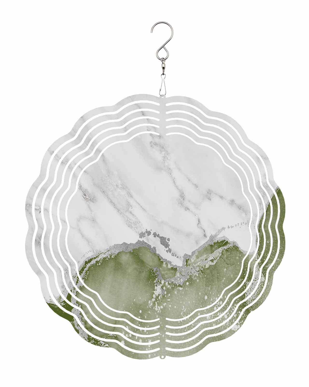Abstract Wind Spinners, Marble Retro Red Green Hanging Wind Spinners for Yard and Garden 3D Stainless Steel Metal Sculptures Crafts Ornaments 12 Inch