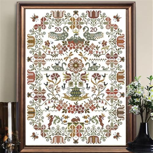 Image of JOYSEWING Totem Pattern Stamped Cross Stitch, Counting Cross Stitch Kit for Adult Beginners, DIY Needlepoint Craft Kits, Home Decor-Pre Printed 14CT Cross Stitch Patterns (16.54 x21.26 inch)