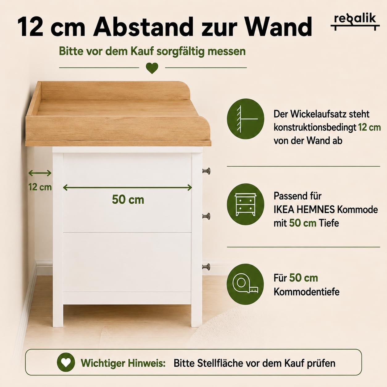 Nakładka z Przegrodą do Hemnes IKEA, Głęb. 50cm, Dąb | Nakładka z przegrodą, zdejmowana, zaokrąglony front, 108 x 78 cm, łatwy montaż, łatwa w czyszczeniu