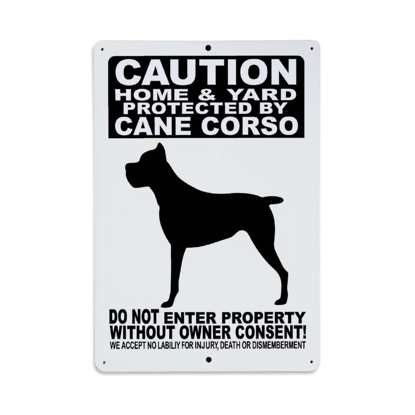 Enderetf Vintage Caution Home Yard Protected Cane Corso Tin Sign Metal Poster, Home Bar Garage Man Cave Cafe Indoor & Outdoor Wall Decoration 8X12inches