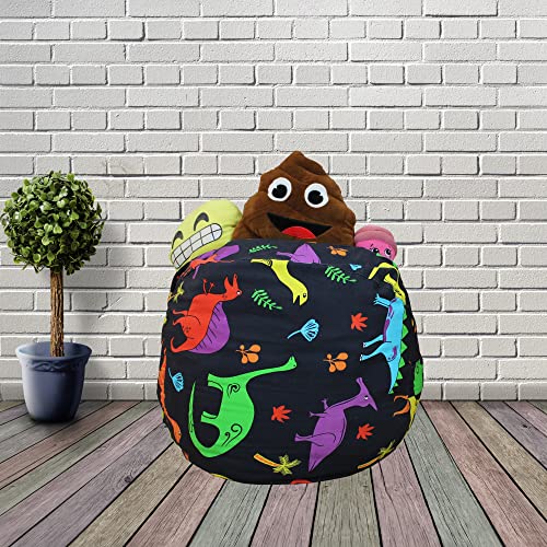 Dashn Products Bean Bag Chair For Kids - Stuffed Animal Toy Storage Cover With Zipper - Dinosaur X-Large - Toddlers, Teens, Boys, Girls - Playroom, Bedroom Decor #TOP5