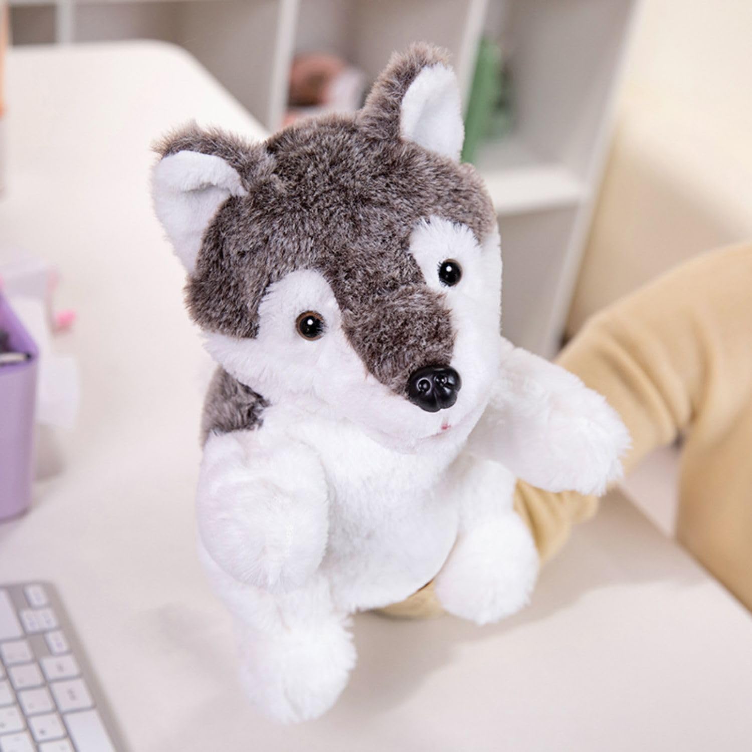 FunBlast Plush Animal Hand Puppets – Soft & Cuddly Animal Figure Puppets for Kids, Storytelling & Role Play, Fun Educational & Learning Toys for Toddlers & Children (Husky)-picture-32