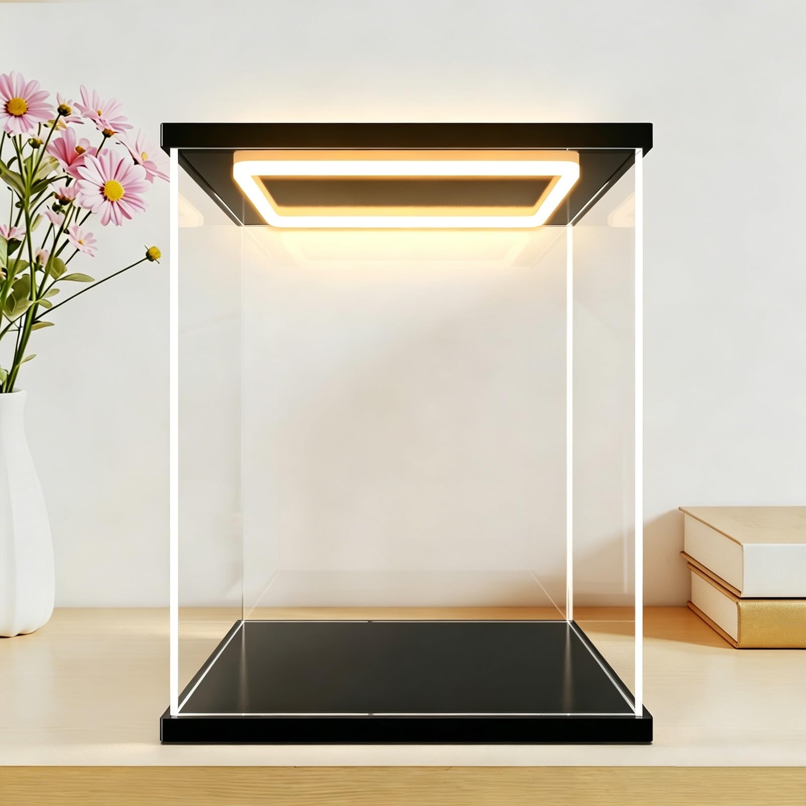 Vitrina Acrílica For Coleccionables con Luz LED, Vitrina De Figuras For Coleccionables, Diseño De Fuente De Alimentación De Serie Múltiple(L30xW30xH30cm(L12xW12xH12in))