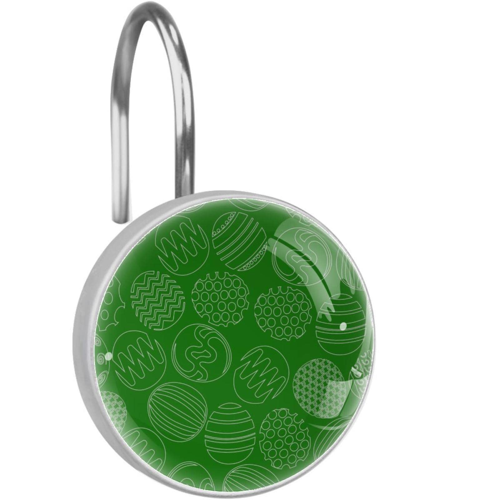 Anneaux de rideau de douche anti-rouille en inox lot de 12 crochets robustes verts