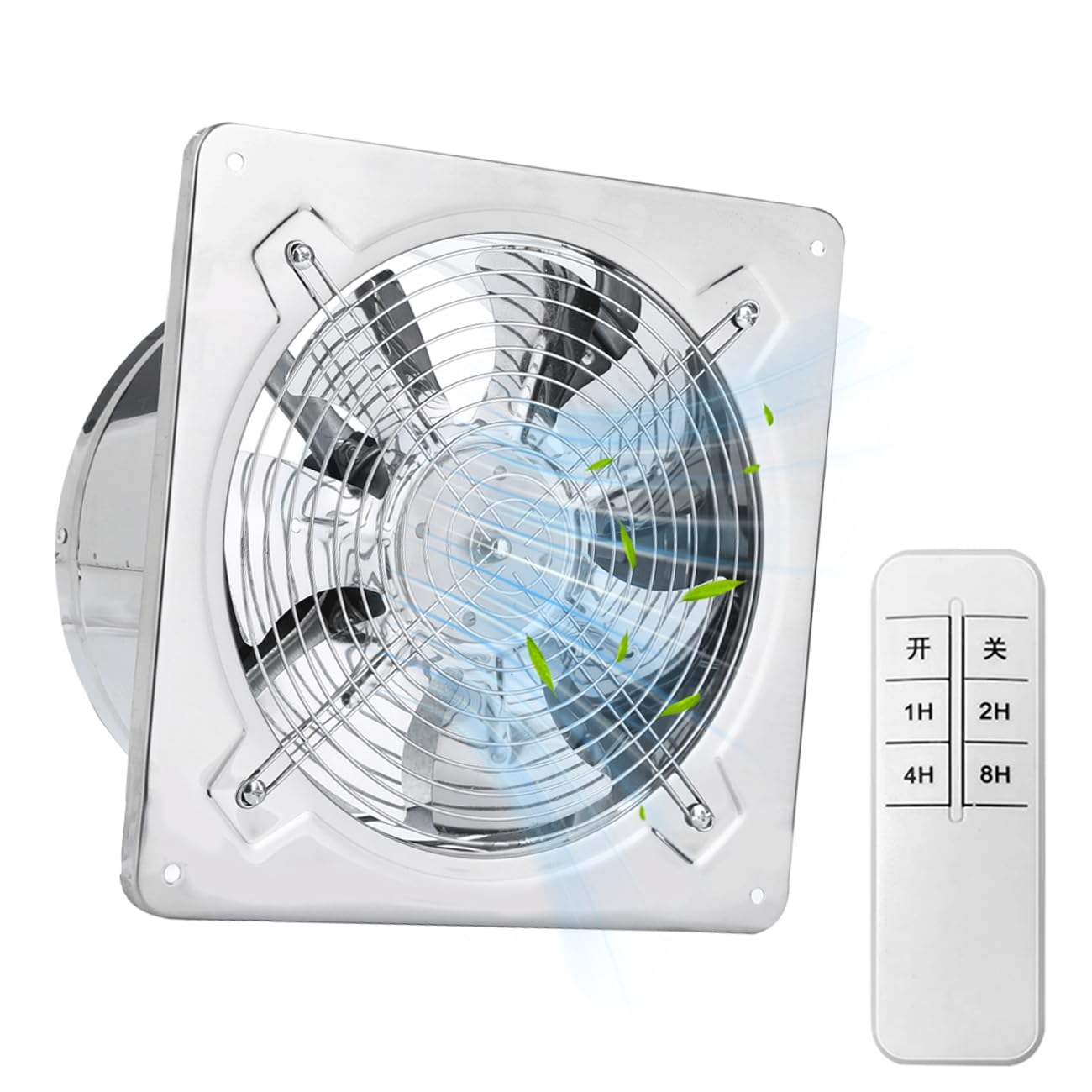 Extractor Baño-Ventilador Bañoe con Control Remoto Temporizador Y Válvula De Retención，Potente Ventilador De Pared， para Cocina, Baño, Garaje, SótanoSilver,7in