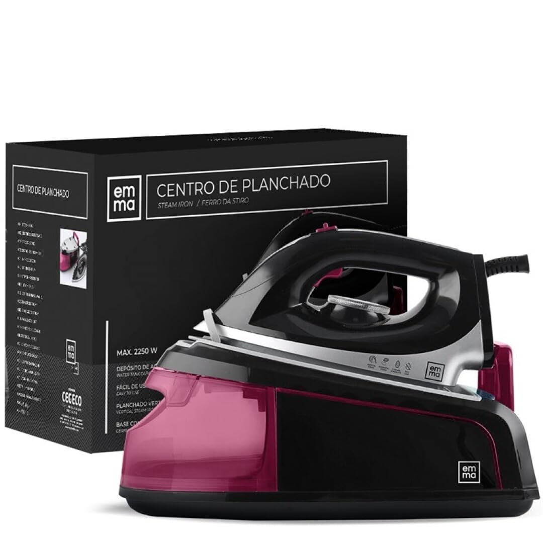 Centro de Planchado EMMA - Envío 24h - Plancha de Alta Presión Golpe de Vapor (380g/m), Bajo Consumo, Alto Rendimiento de Planchado Fácil - Hogar y Hostelería (Centro de Planchado, Rojo) (Rojo)