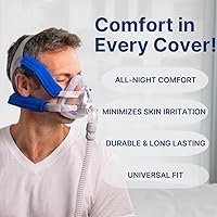 Vista 3 de CPAP - Fundas para correa para el casco (paquete de 4) – Color azul – Cojines universales para máscara CPAP – Tela polar suave para reducir