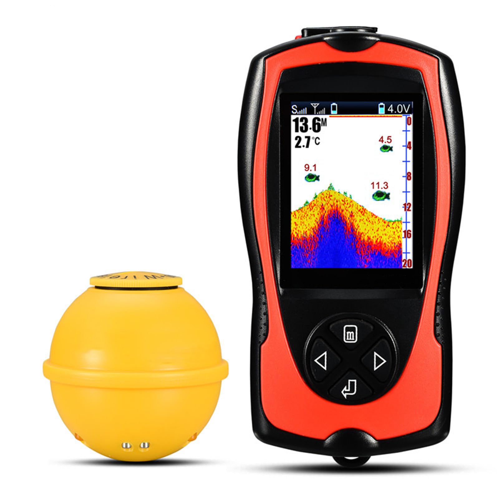 Ecoscandaglio wireless ricaricabile per pesca Ecoscandaglio portatile per pesca con profondità dell'acqua 45M