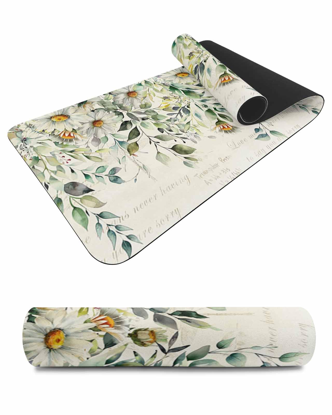Debedcor Heat Proof Table Pads Waterproof Decorative, Farmhouse Eucalyptus Non-Slip Table Countertop Protector, Vintage White Daisy Insulation Mat for Kitchen Room, 40 x 12 Inches