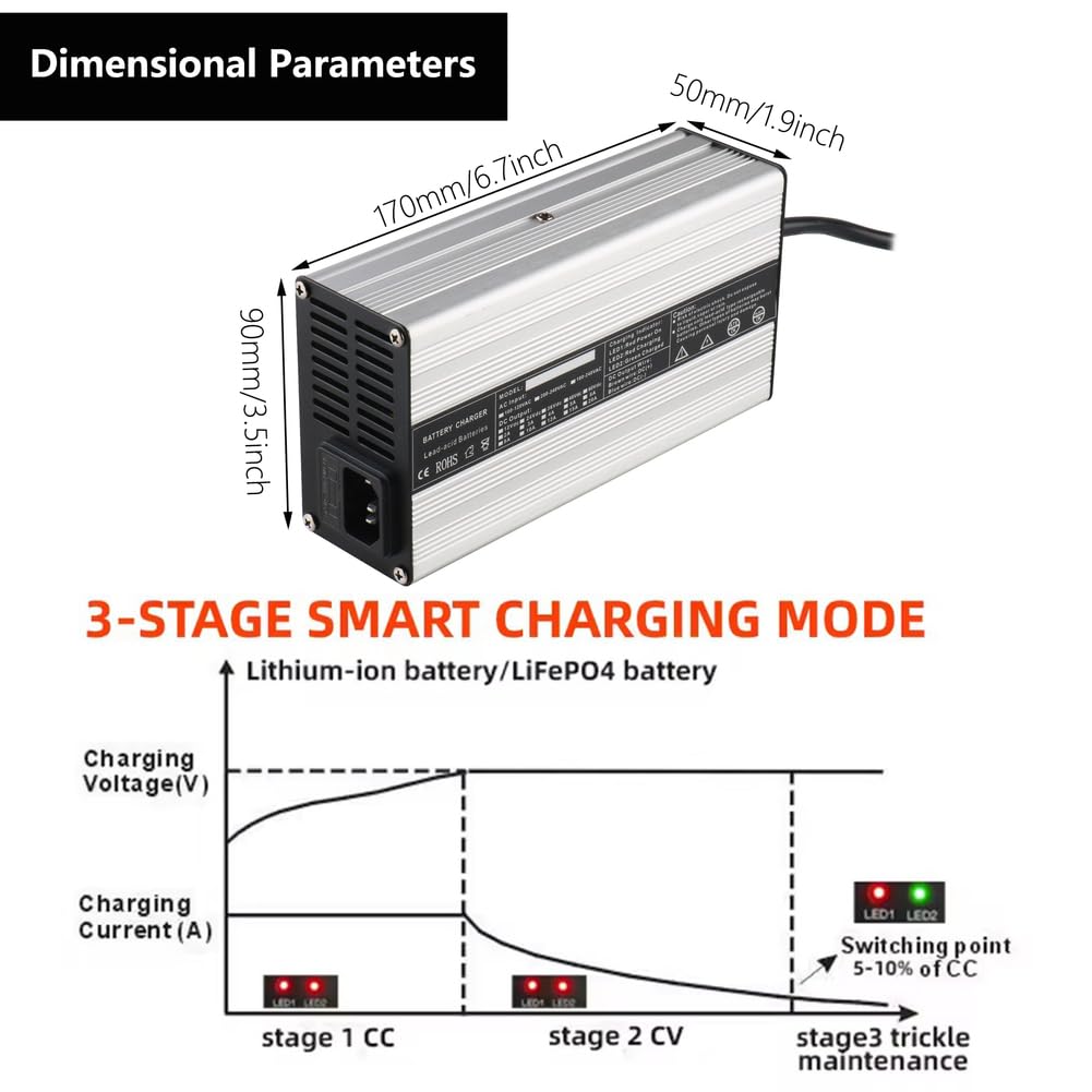 Cargador De Batería para Montacargas De 60 V Y 3,5 A Cargador De Batería De Plomo-Ácido De Alta Potencia De 300 W para Montacargas Eléctricos Y Carritos De Golf
