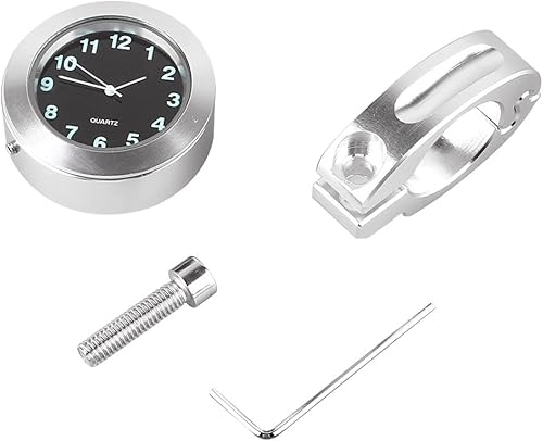 Miniatura 5 de Mallofusa Aluminio universal impermeable motocicleta manillar reloj reloj digital para 78 "a 1" manillar para Yamaha Kawasaki Honda Suzuki plata