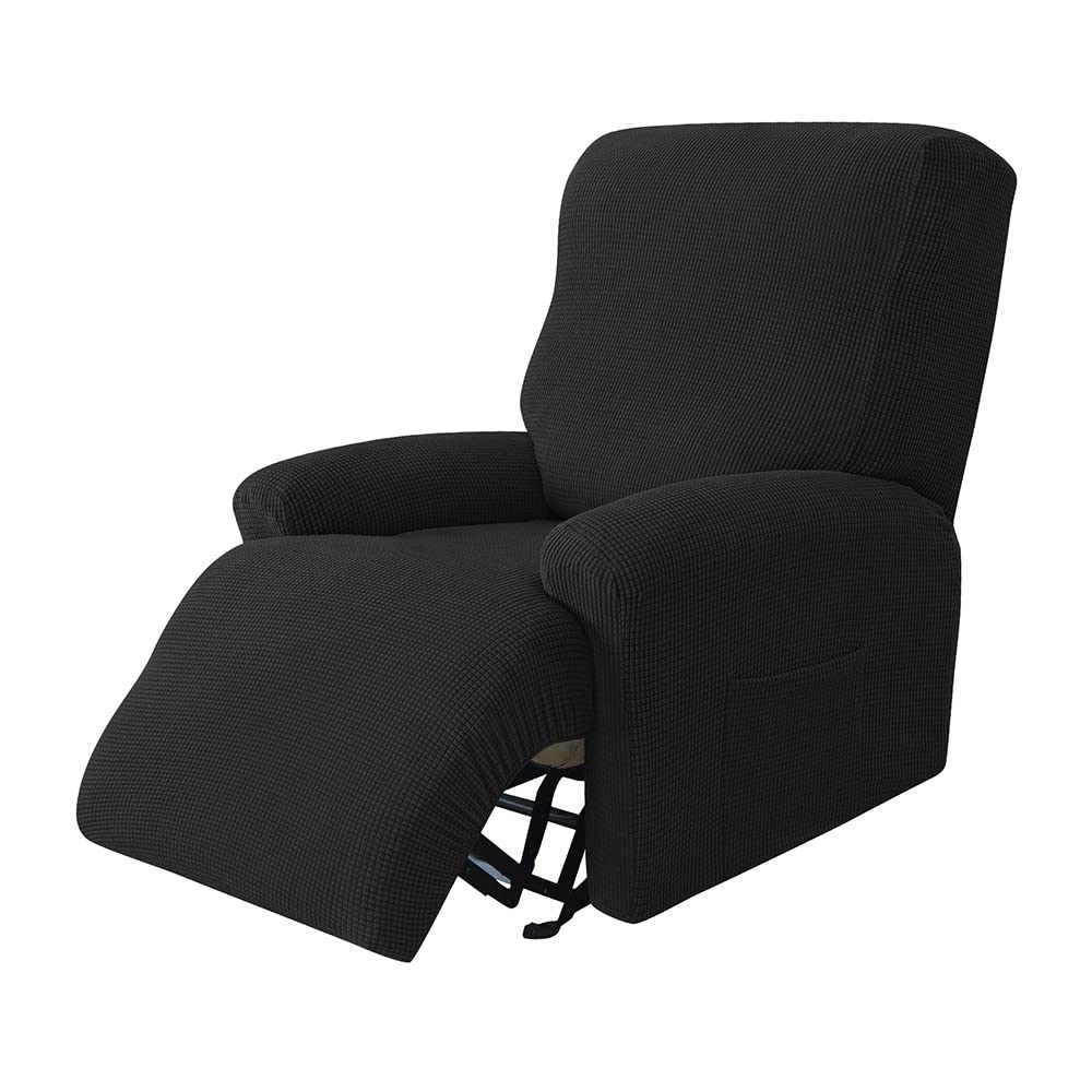 Highdi Copripoltrona Relax Reclinabile Completo Fodera per Poltrona Elasticizzato con Tasche, Impermeabile Tinta Unita Coprisedile Poltrona Antiscivolo Copripoltrona (Verde Scuro,1 Posto