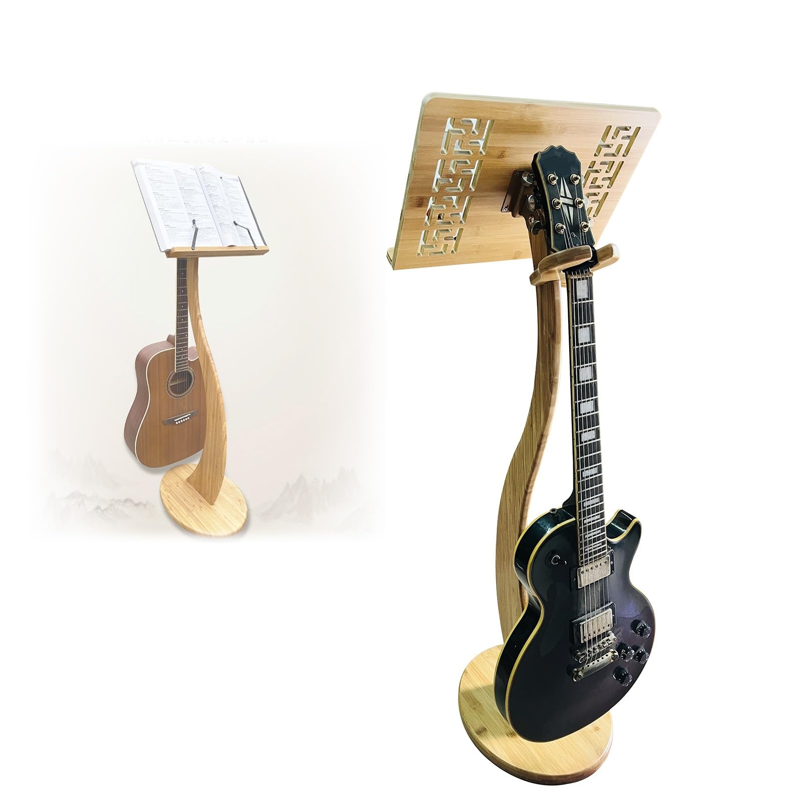 Pupitre En Bambou Pour Partitions - Support Réglable Guitare Violon, Stable Et Design Rétro (115 Cm) - 3