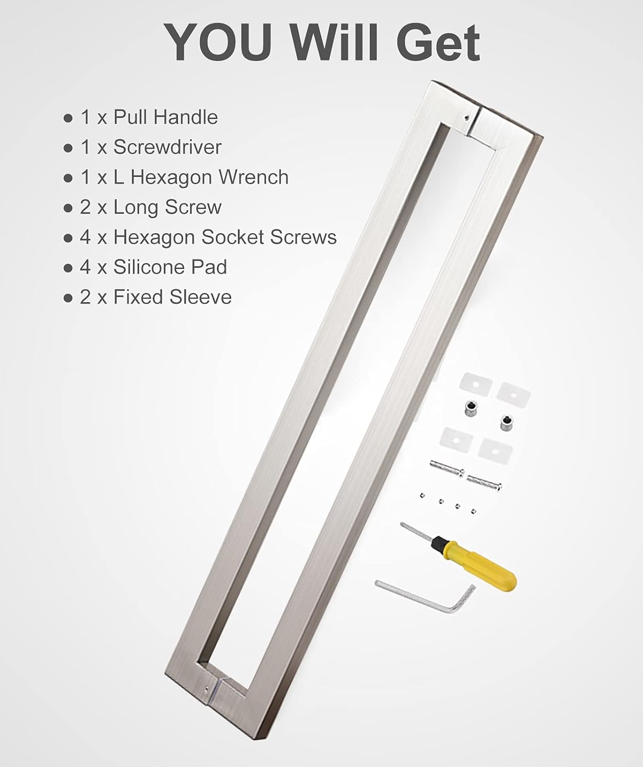 Push Sliding Barn Door Handle Heavy Duty Sliding Barn Door Handle Set Stainless Steel Bar Handle All Installation Fittings Included