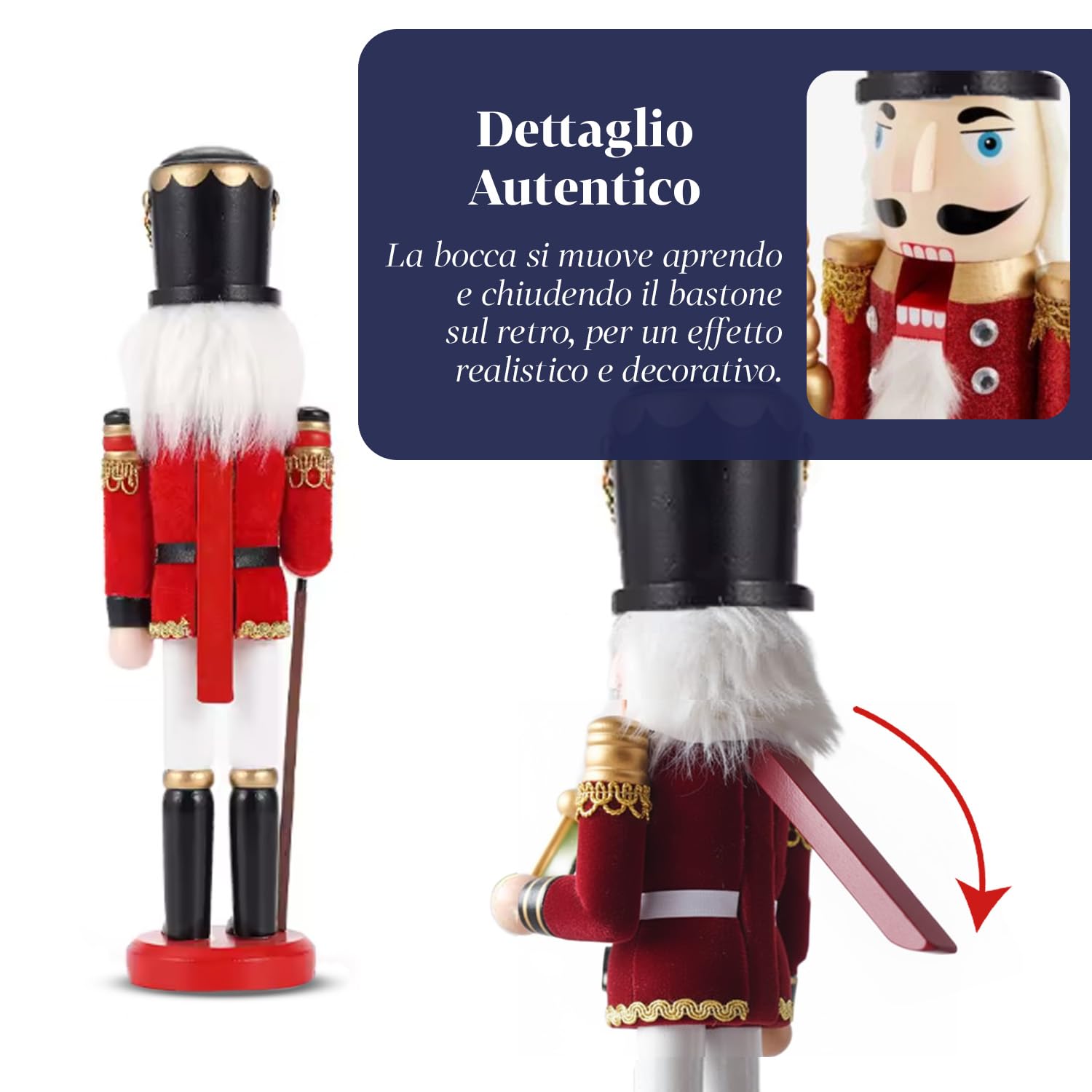 Avilia – Schiaccianoci Natalizi in Legno Dipinti a Mano Set 2 Pezzi per Decorazioni Natalizie Tradizionali e Addobbi per la Casa, Ideali per Tavolo Camino e Regalo di Natale Unico