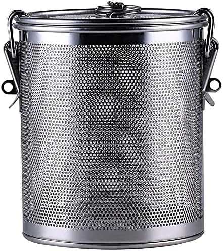 Colander Stainless Steel with Lid & Chain Hook, Fine Mesh Strainer Kitchen Food Net Pot Cooking Accessories for High Pressure Cooker Draining Vegetable Pasta Flavors-16 * 16.5cm