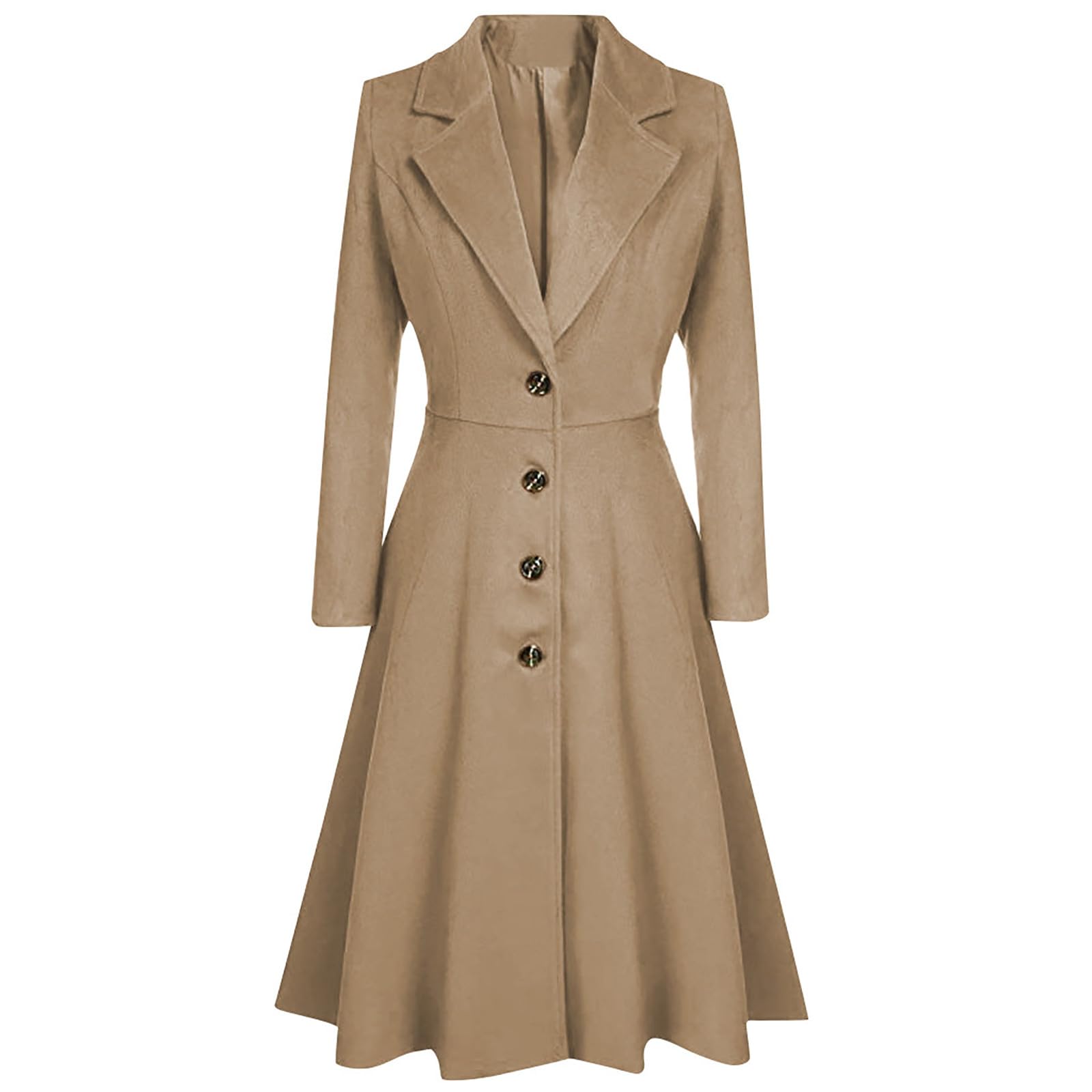 HAOLEI Cappotto Donna Invernale in Lana Blazer A Maniche Lunghe Tinta Unita Sottile Cappotti con Bottoni Elegante con Tasche Moda Giacca Trench Cappotto Doppiopetto in Lana Coat per Autunno Inverno