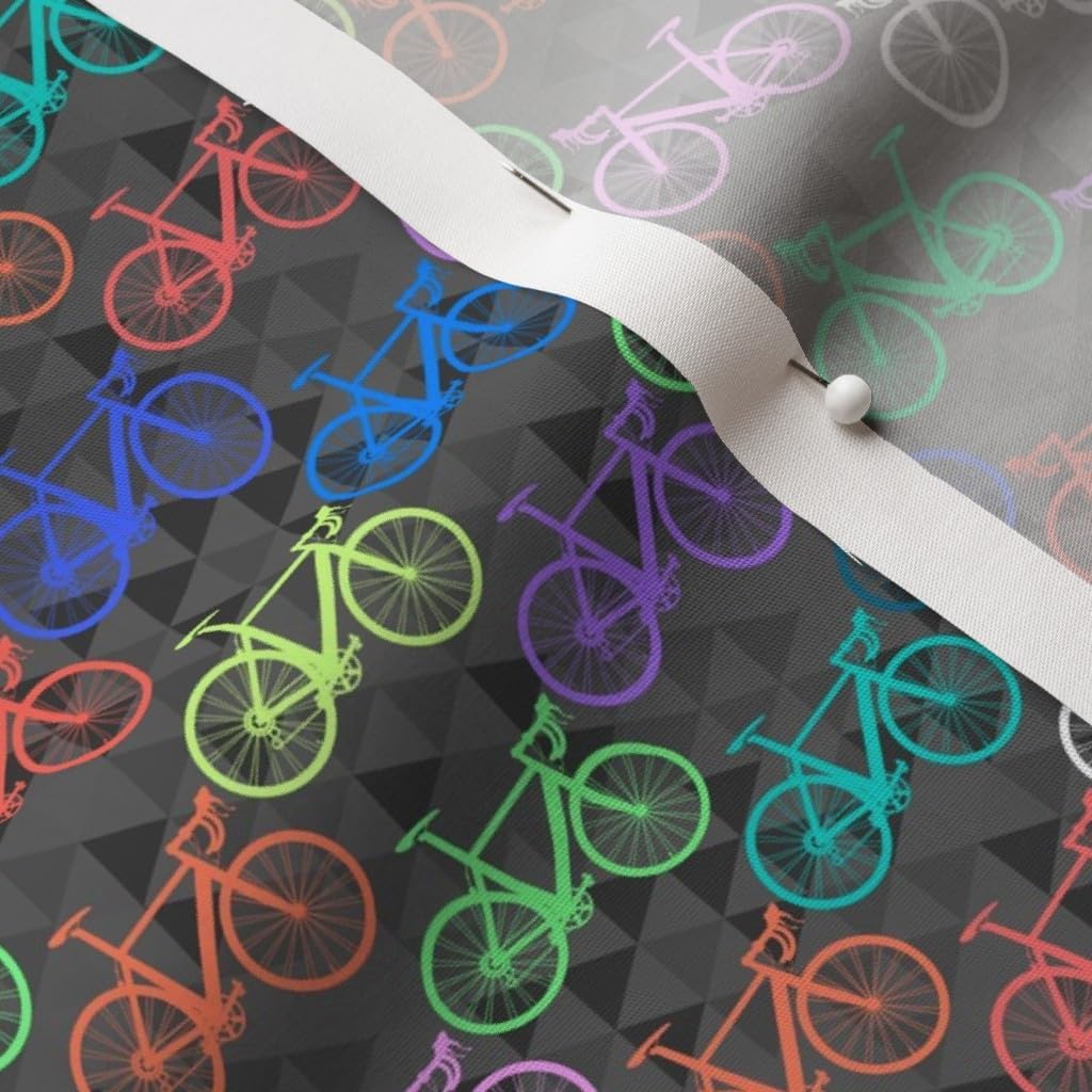 Spoonflower Fabric - Bicycle Bike Cycling Bright Printed on Cotton Poplin Fabric by The Yard - Sewing Shirting Quilting Dresses Apparel Crafts