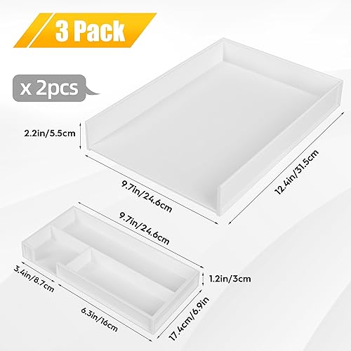 Miniatura 9 de Eufrozy Bandeja organizadora de papel apilable de 3 niveles, bandeja de papel de escritorio blanca para organización de escritorio de oficina,