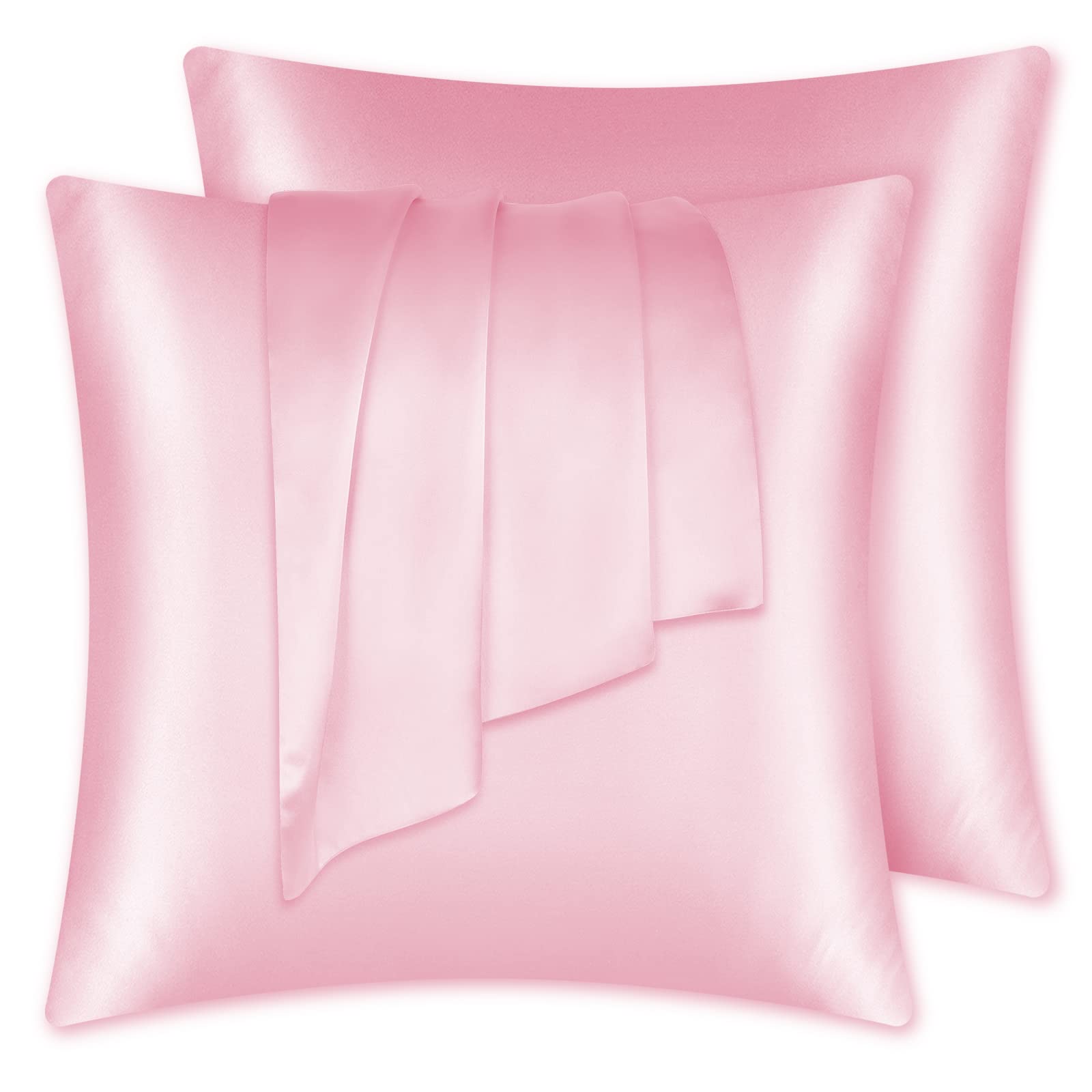 LULUSILK Taie Oreiller 100% Soie 65x65, Douce Peau Cheveux, Rose, 2 pièces
