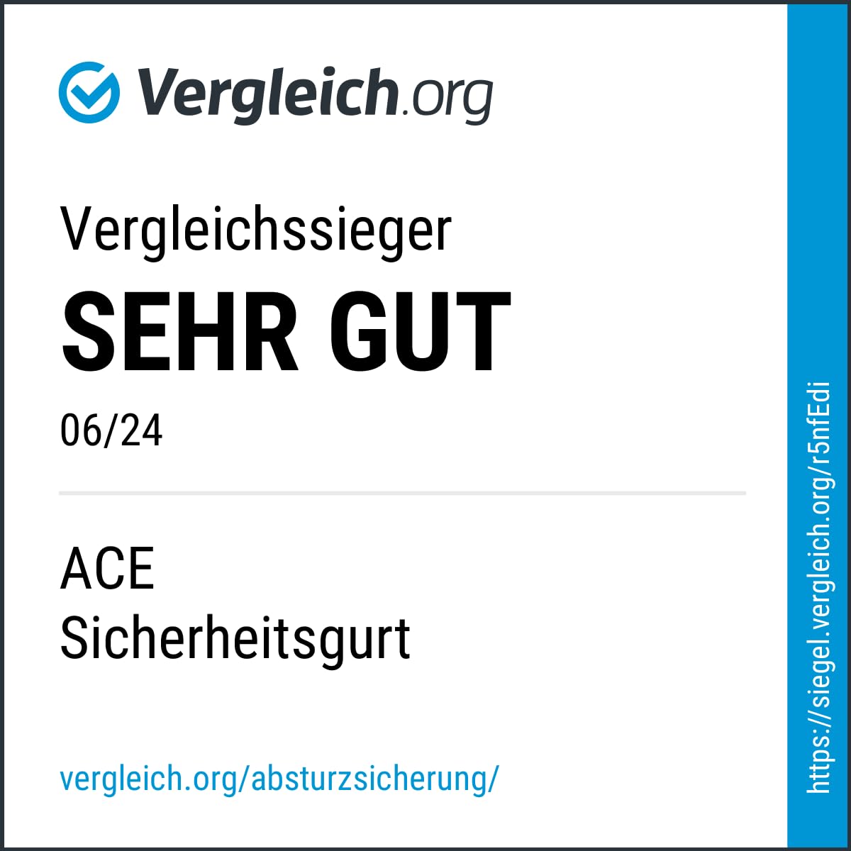 ACE Sicherheitsgurt – 1-Punkt-Gurt – mit Absturzsicherung – EN 353/361 – bis 100 kg