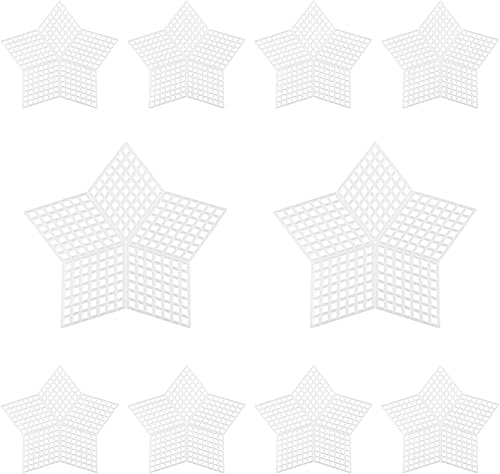 Miniatura 8 de Hordion 10 hojas de flores de lona de plástico de malla de 3 pulgadas, lienzo de punto de aguja en blanco para bordado, malla de plástico blanco