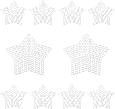 Hordion 10 Pcs 7 Count 3 inch Mesh Plastic Canvas Star Sheets, Blank Needlepoint Canvas for Embroidery, White Cross Stitch Plastic Mesh for DIY, Crochet Projects, Yarn Crafting, Knit, Needlework