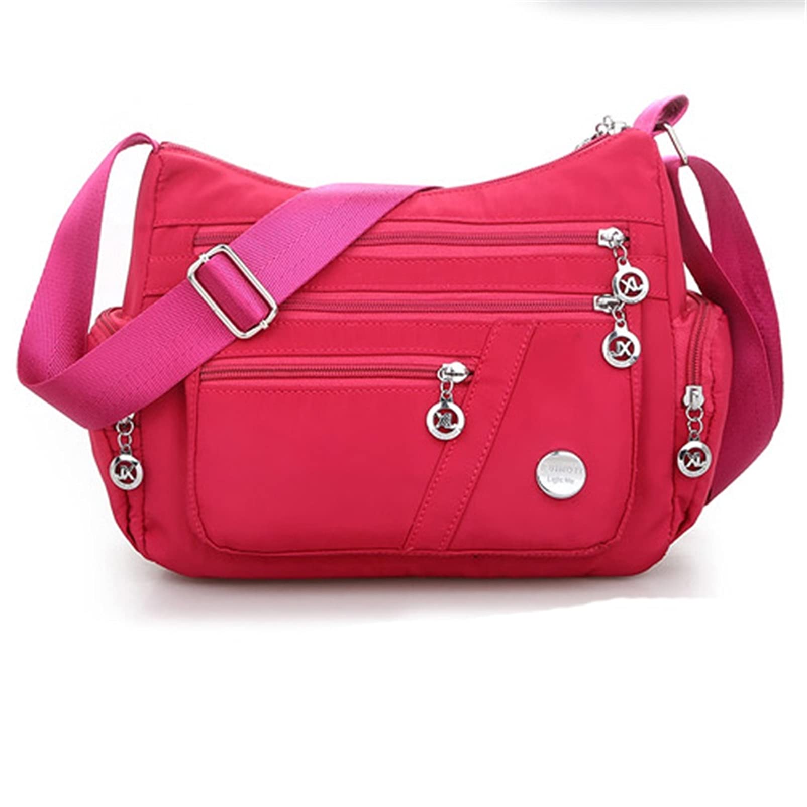 DAIHUIMulti-Compartment Casual Crossbody Bag Large Capacity Shoulder Bag For Women(Rose Red)