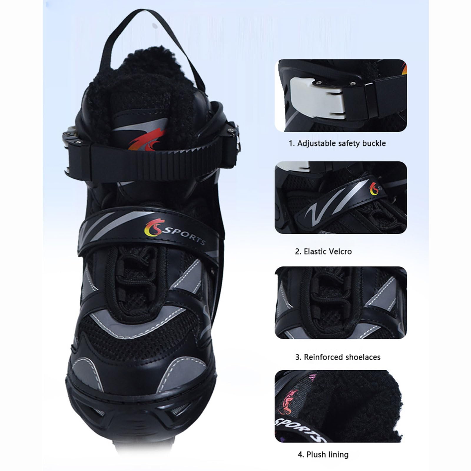 EnfantsPatins de Vitesse,Patins à Glace,4 Tailles réglables,Confortable et Chaud,Stables Support de la Cheville,pour Une Utilisation en extérieur et sur Les patinoires