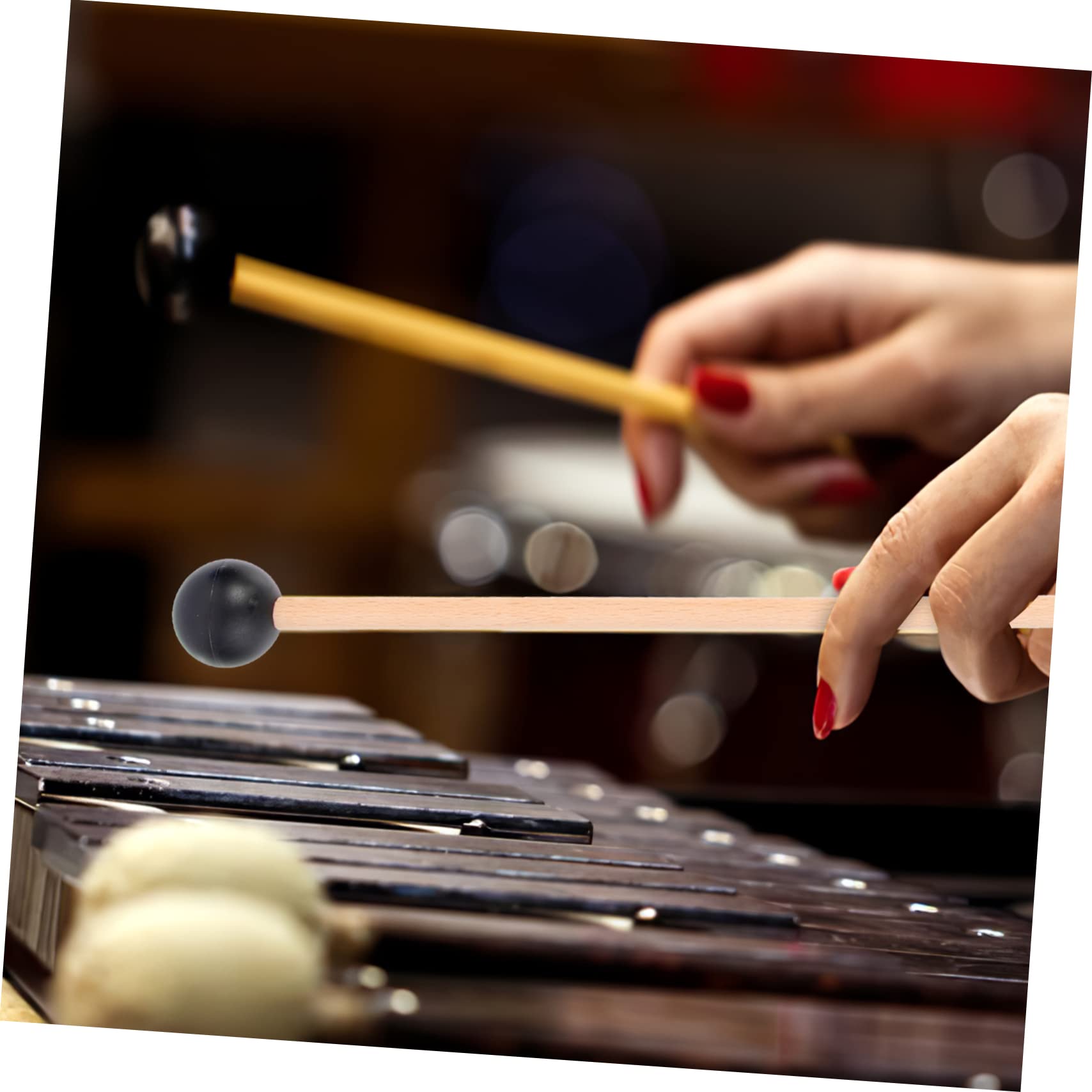 HANABASS 2 Pairs Marimba Hammers Handle Durable Instrument Accessories for Xylophone and Timpani Comfortable Grip Professional Craftsmanship Smooth Surface