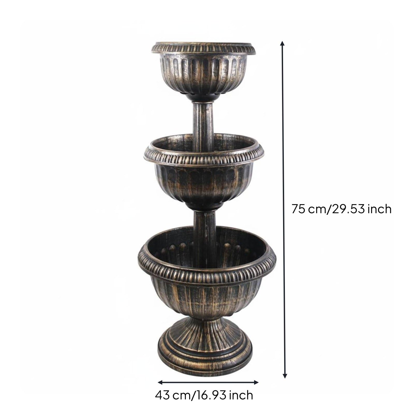 predolo Pot de Fleurs Lumineux Solaire Jardinière à Étages Solaire Peu Encombrant Support pour Plantes à Plusieurs Niveaux pour Patio, 3-Couches