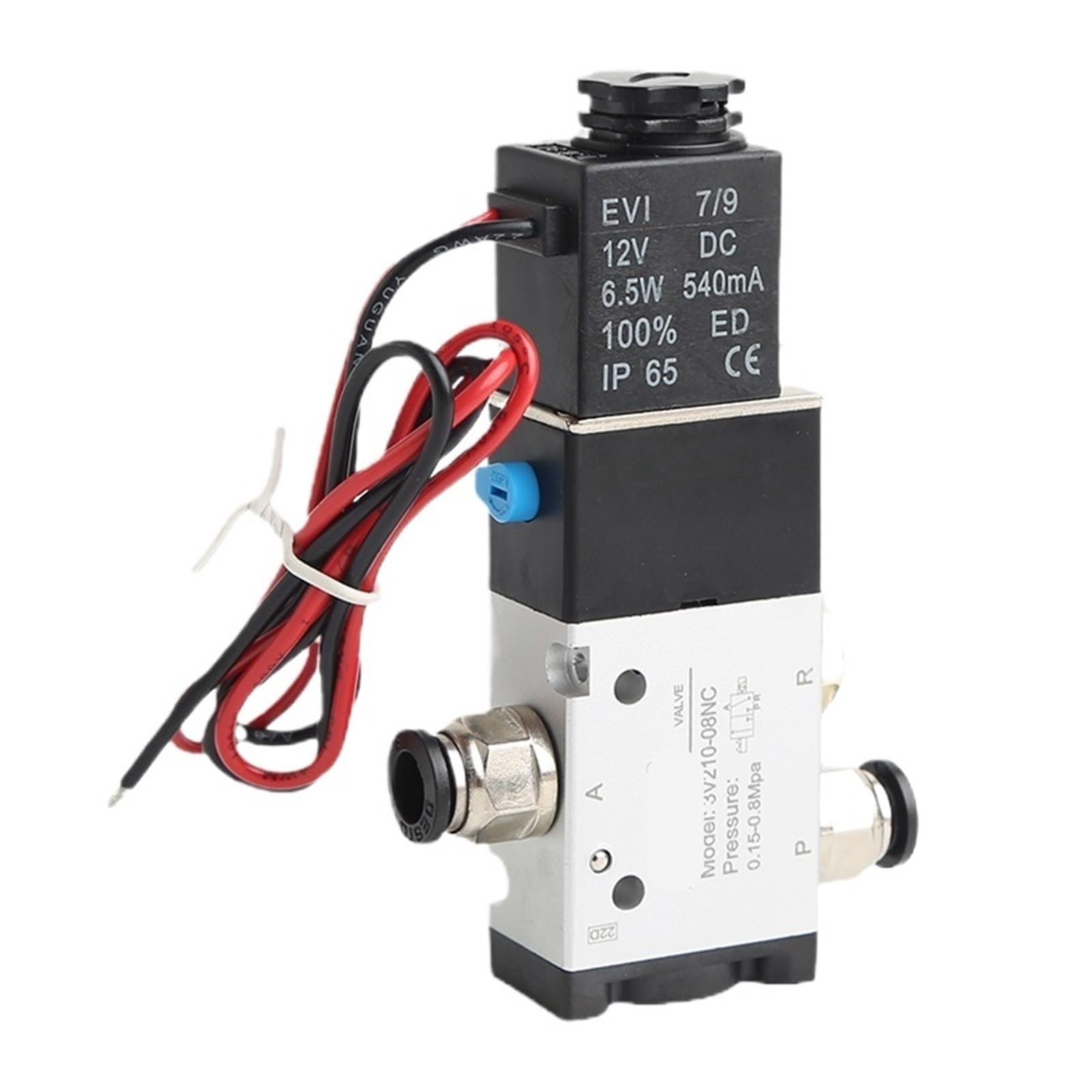 3-Wege-Anschluss, 2 Positionen, 3V210-08, normalerweise geschlossen, DC 12 V, 24 V, AC 220 V, pneumatisches Luftmagnetventil, Steuergasventil(10mm Fittings,3V210-08NC AC110V)