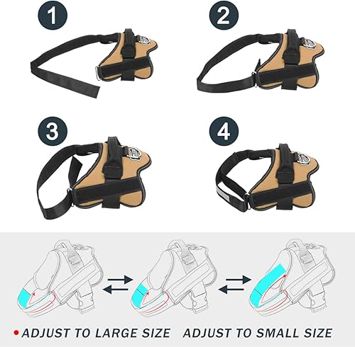 Miniatura 3 de Bolux - Arnés para perro, reflejante y transpirable, ajustable, con asa, para sacarlo a pasear, no más tirones ni asfixia (amarillo militar, talla L)