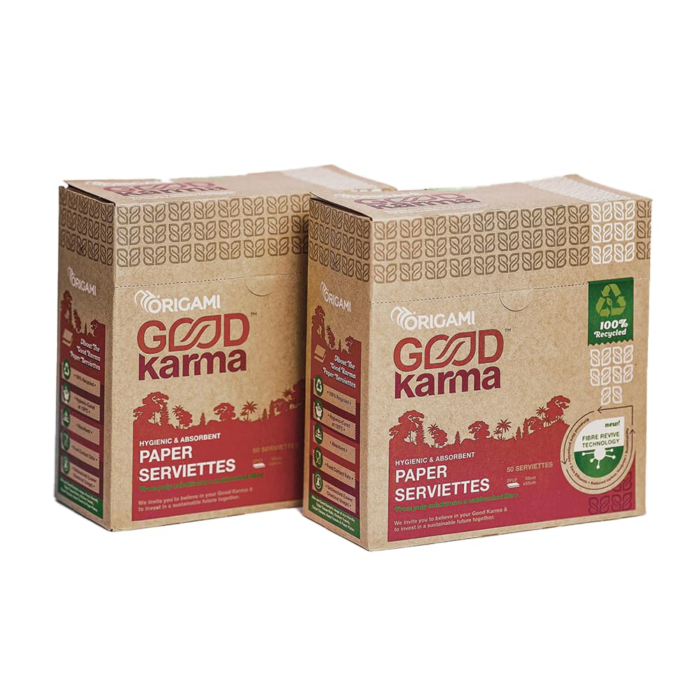 Origami Good Karma 2 Ply Unbleached Sustainable Tissue Paper Napkins - Pack of 2 (50 Pulls Per Pack) (B0D5BX68DT) Amazon Price History, Amazon Price Tracker