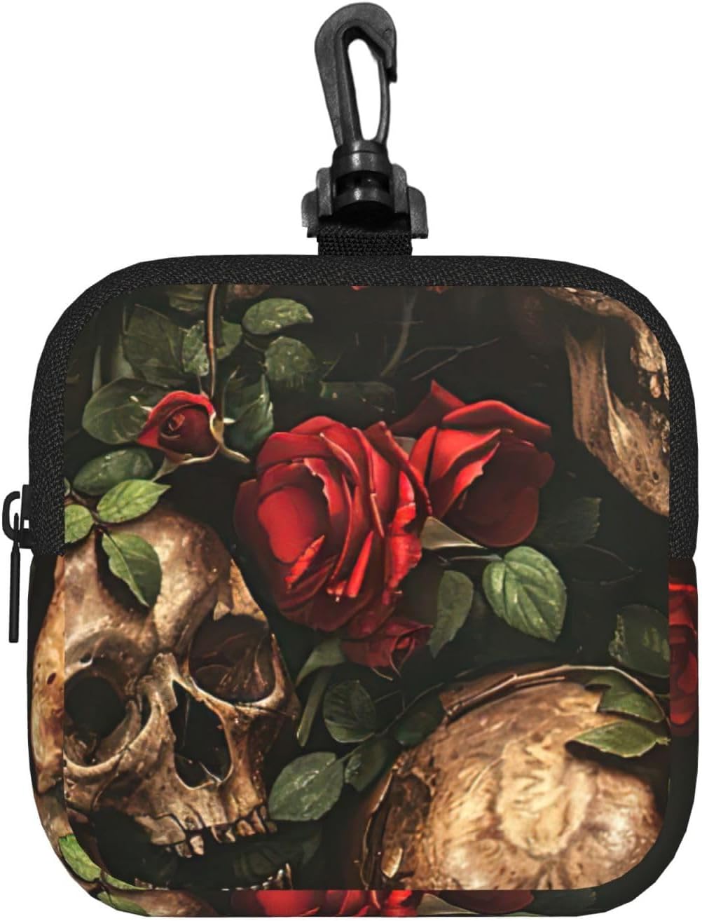 Skull And Red Rose Print Versatile Square Storage Bag Travel Organizer Pouch Toiletry Home Office Gift
