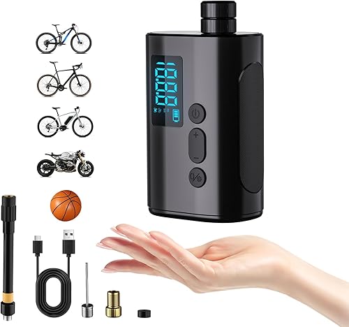 Vinid Mini bomba de bicicleta sin escobillas con medidor de presión digital  Bomba de aire recargable eléctrica ultra portátil de 120 PSI, inflado