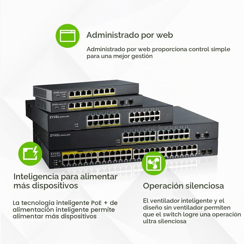 Amazon.com: Zyxel Conmutador Ethernet de red de 24 puertos