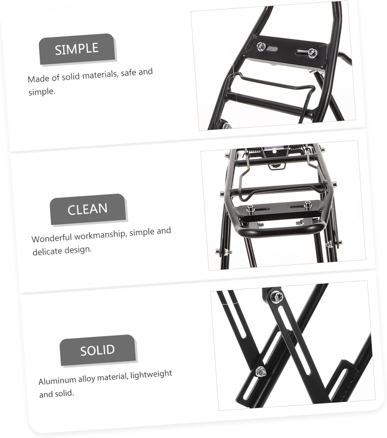 UPKOCH Bicycle Rear Seat Frame Metal Rack for Mountain Bikes Durable Cargo Storage for Adult Bikes Easy Installation Quality