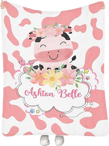 Miniatura 58 de Artsadd Personalized Baby Blanket for Boys Girls with Name, Custom Baby Name Blanket with Unicorn Pattern Customized Name Receiving Swaddle Throw