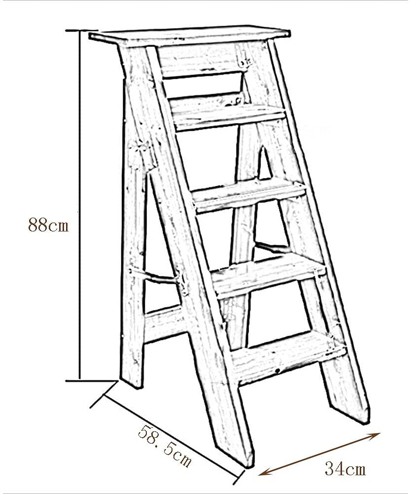 LUNEZY Sgabello per Bambini Scaletta Pieghevole Multifunzione Scala a 5 gradini Unilaterale più Spessa Legno Massello, 3 Colori, 88 cm di Altezza (Color : 2#)