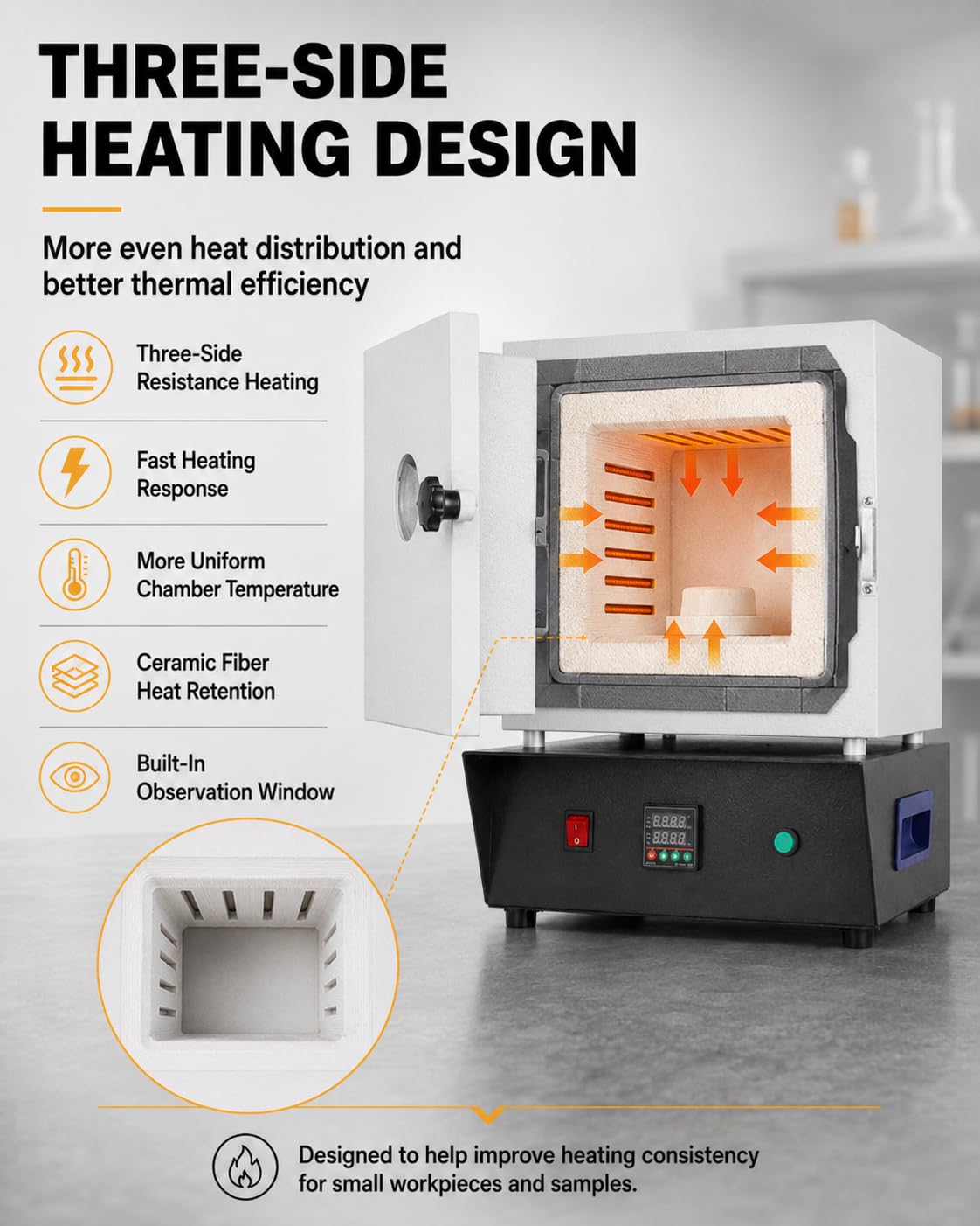 Horno De Fundición De Joyería 1500w, Horno Mufla Eléctrico 1150°C/2102°F con Controlador Digital Pid Y Ventana De Observación, para Fundición De Cera, Cerámica Y Fusión De Vidrio