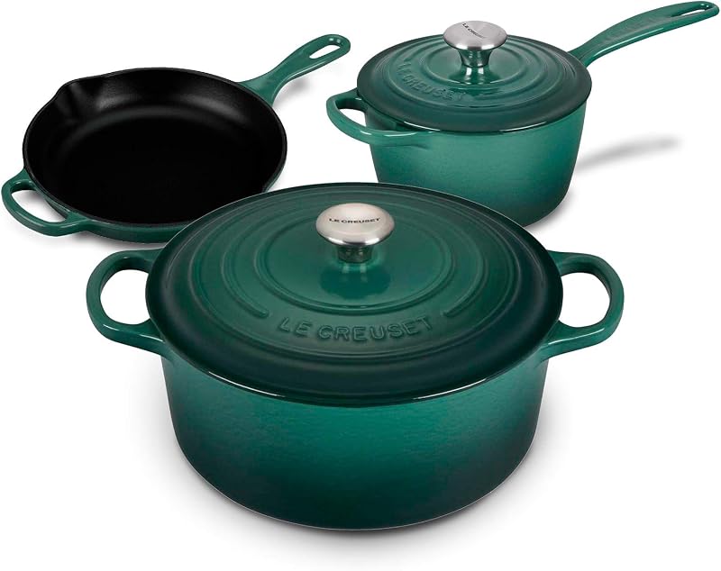 Juego de 5 piezas exclusivo de horno holandés, cacerola y sartén de hierro fundido esmaltado - Artichaut
