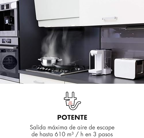Miniatura 3 de Klarstein Campana extractora de cocina, pared con filtro, aluminio anti-grasa para lavavajillas, flujo de aire 607mh, LED, controles táctiles