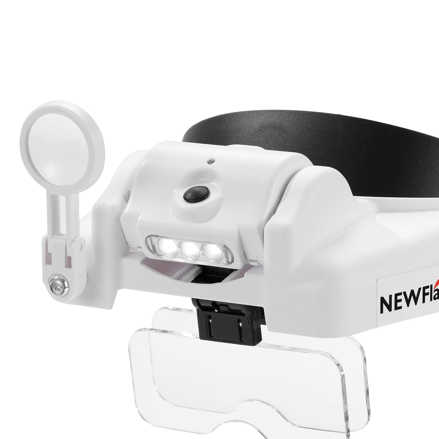 NEW FLASH Lupa na głowę ze światłem LED, ładowana przez USB, zestaw głośnomówiący do montażu na głowie, lupa z 6 odłączanymi soczewkami do pracy w bliskim czasie do czytania biżuterii, rękodzieła, elektroniczna naprawa 406202