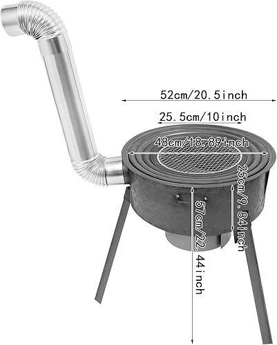 Miniatura 6 de Estufa de leña portátil, estufa de tienda de campaña caliente de acero inoxidable con tubos de chimenea, calefacción al aire libre y cocina estufa