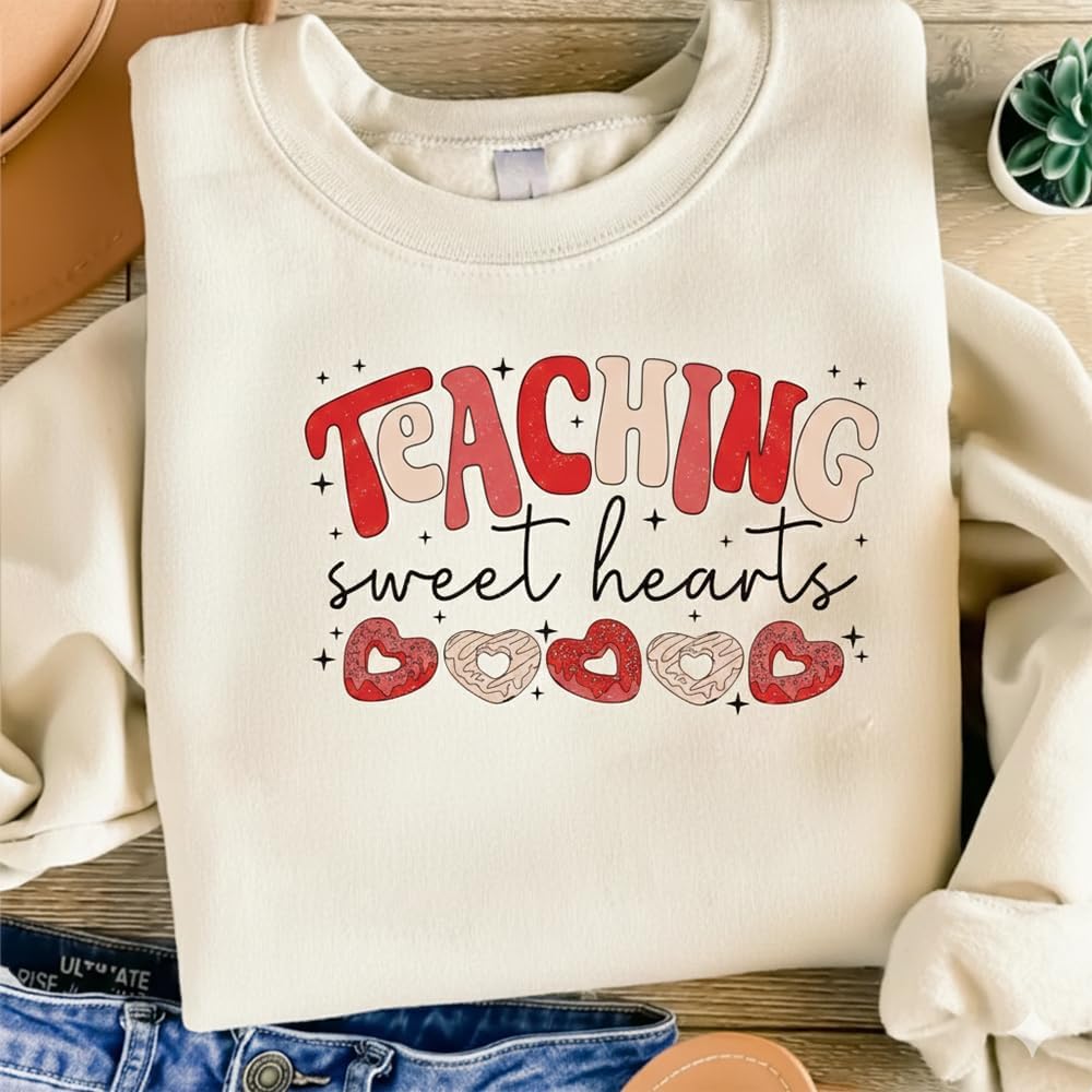 IZI POD Personalized Valentine Teacher Sweatshirt, Coquette Bow Design, Custom Name Sweater for Women, Valentine Gift - Image 2