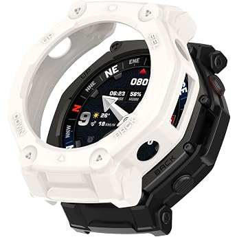SHEAWA for Amazfit T-Rex 3 Pro Case Cover Protective Case TPU Rubber Shockproof Anti-Scratch Protective Cover Accessories Ivory
